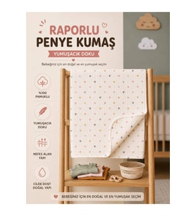 %100 Pamuk Raporlu Penye Kalpli Bebek Battaniyesi & Örtüsü – Yumuşak Dokulu