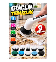Şarjlı Kablosuz Çok Amaçlı Elektrikli Temizlik Fırçası 9 Başlıklı