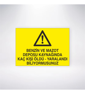 Benzin ve Mazot Deposu Kaynağında Kaç Kişi Öldü- Yaralandı Biliyormusunuz 21x28 Arkası Yapışkanlı Le