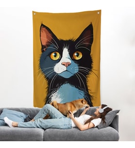 Soyut Renkli Kedi Duvar Örtüsü-7612