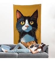 Soyut Renkli Kedi Duvar Örtüsü-7612