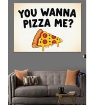 Komik Pizza Dilimi Yazısı Dekoratif Kanvas - Mdf Ahşap Tablo