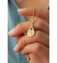 925 Ayar Gold Zirkon Taşlı Tuğralı Gümüş Kolye