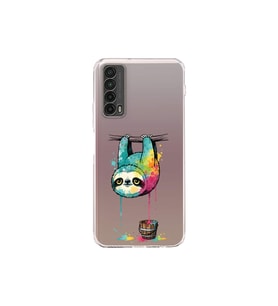 Huawei P Smart 2021 ile Uyumlu Splash Tembel Hayvan Tasarımlı Şeffaf Silikon Kılıf