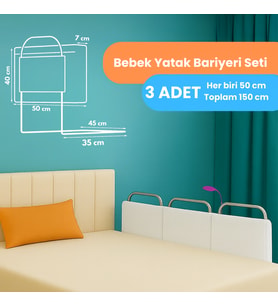 Miralay Yeni Nesil Yatak Bariyeri 50 x 40 cm Beyaz ( 3 Adet)