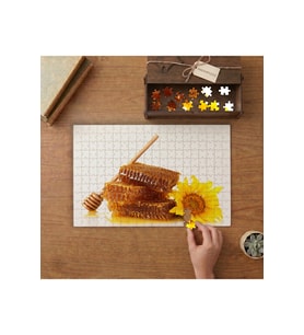 Bal Pekeleri ve Ayçiçeği Tasarımı 240 parça Ahşap Puzzle Ahşap Kutuda MP00364