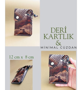 Hakiki Deri Minimal Avuçiçi Yılan Desen Tasarım Erkek Cüzdan Kartlık DRC-20