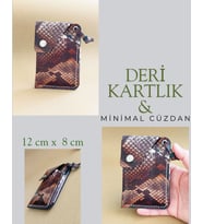 Hakiki Deri Minimal Avuçiçi Yılan Desen Tasarım Erkek Cüzdan Kartlık DRC-20