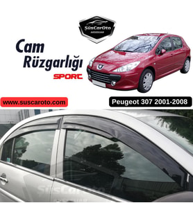Peugeot 307 2001-2008 Uyumlu Mugen Cam Rüzgarlığı Seti Piano Black 4'lü İthal