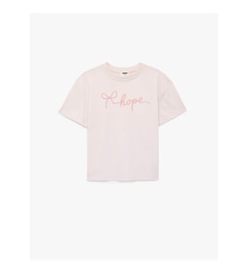 Koton Kurdele Nakışlı Pembe Kız Çocuk T-Shirt 6SKG10054AK