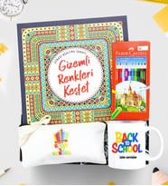 Kişiye Özel Kupa & Mandala & Ham Bez Kalemlik & Faber Castell Kuru Boya Okula Dönüş Hediye Seti