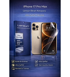 Lensun iPhone 17 Pro Max Ultra Şeffaf Esnek Ekran Koruyucu
