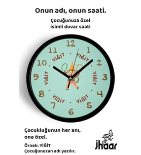 İsme Özel Şov Yapan Sevimli Maymun Çocuk Odası Duvar Saati Orta Boy 30 cm Siyah Camlı Sessiz
