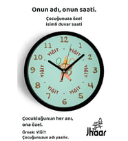 İsme Özel Şov Yapan Sevimli Maymun Çocuk Odası Duvar Saati Orta Boy 30 cm Siyah Camlı Sessiz