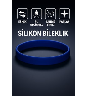 Erkek Kadın Lacivert Silikon Bileklik Sevgiliye Hediye Tahriş Yapmaz