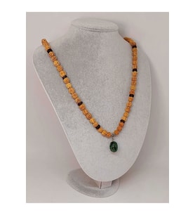 Anyolit Taşlı Rudraksha Tohum Kolye Dolama Bileklik 8mm (49702)