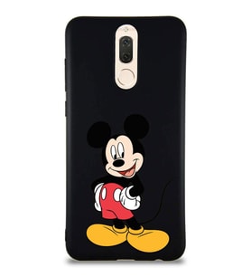 Huawei Mate 10 Lite Soft Premier Kapak Mickey Mouse-E Tasarımlı Silikon Kılıf - Siyah (Şeffaf)