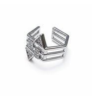 Earcuff Sıkıştırmalı Çelik Kıkırdak Küpe Geometrik Zirkon Taşlı Gümüş Renk