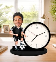 Kişiye Özel Karikatürlü Futbol Temalı Masa Saati – Fotoğrafa Özel Erkek Sevgiliye Hediye