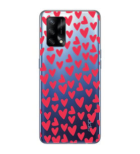 Oppo A74 Uyumlu Kalp Desenli Şeffaf Telefon Kılıfı