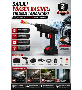 Araç Temizliği İçin Güçlü Şarjlı Basınçlı Su Tabancası