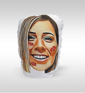 BK Gift Kişiye Özel Kafa Karikatürlü Beyaz Yastık-1