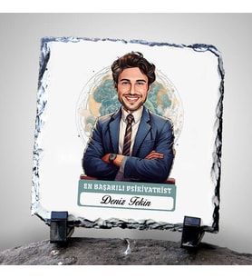 Kişiye Özel Hediye Karikatürlü En İyi Erkek Psikiyatrist Dekoratif Taş