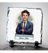 Kişiye Özel Hediye Karikatürlü En İyi Erkek Psikiyatrist Dekoratif Taş