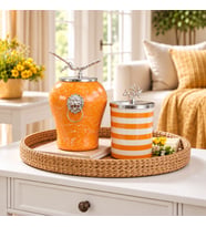 Dekoratif Obje Aslanlı Şah Küp Soft SarıMermer Silindir Soft Sarı Zebra Gümüş - Feray Home