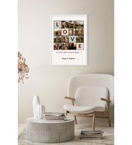 Kişiye Özel Love Stil Çerçeve, Sevgiliye Özel 12 Fotoğraflı Lamine Çerçeveli Fotoğraf Baskı Tablo (Beyaz)