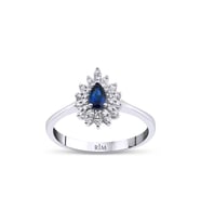 0.40 Karat Laboratuvar Pırlantalı Safir Yüzük - HRD Sertifikalı