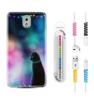 Samsung Note 3 4 5 8 9 20 Ultra 10 Lite Kılıf Kablo Koruma Spiral Silikon Window Cat 1787