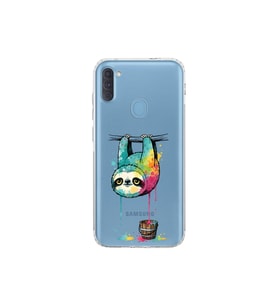 Samsung Galaxy A11 ile Uyumlu Splash Tembel Hayvan Tasarımlı Şeffaf Silikon Kılıf