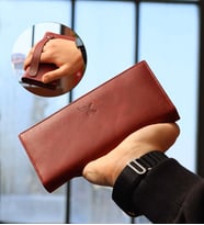 Hakiki Deri Unisex Portföy Cüzdan (Kırmızı)