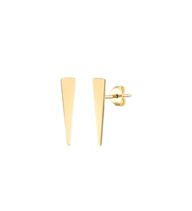 MOOM MÜCEVHERAT Kadın 14 Ayar Altın Küpe Minimalist Plaka Vidalı Altın Küpe 18 mm