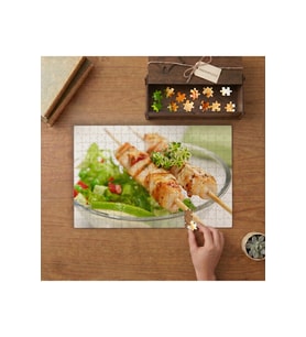 Tavuk Şiş ve Salata Tasarımı 240 parça Ahşap Puzzle Ahşap Kutuda MP01789