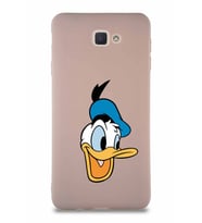 Samsung Galaxy J7 Prime 2 Soft Premier Kapak Donald Duck-A Tasarımlı Silikon Kılıf - Pudra (Şeffaf)