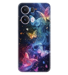 Oppo Reno 13F Kılıf Boutique Baskılı Resimli Neon Kelebekler Pcode -092