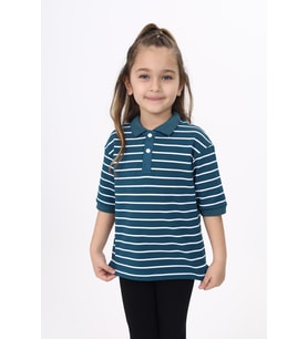 Toontoy Unisex Çocuk Çizgili Tişört (Petrol)