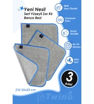 Twino 3'lü Güçlü Temizlik Bezi 25x25 Ultra Sert Banyo Lavabo Duşakabin Zor Kir Teli Ovma Bezi