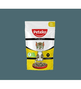PETEKO 24 ADET JÖLELİ PARÇA ETLİ YETİŞKİN KEDİ YAŞ MAMASI TAVUKLU