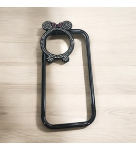 IPHONE 15 Pro Max siyah  renk  miki lüx taşlı silikon telefon kılıfı