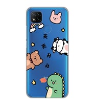 Redmi 9C / Redmi 10A Uyumlu Sevimli Hayvanlar Desenli Şeffaf Telefon Kılıfı