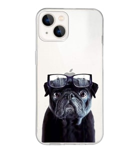 PrintiFy Apple  iPhone 13 Mini ile Uyumlu 1mm Slim Fit Köpek 3 050f Baskılı Şeffaf  Kılıf