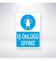 İş Önlüğü Giyiniz 21x28 Arkası Yapışkanlı Levha