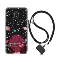 Xiaomi Redmi 8A 8 Pro 9C 9T 10C 11T Pro Kılıf Boyun Askılı Silikon Space Woman 1311