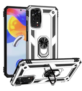 Xiaomi Redmi Note 11 PRO 5G Kılıf Yüzüklü Standlı Korumalı Kapak (Gri)