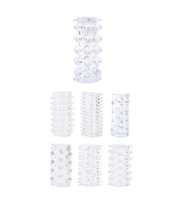 LilituShop 7 Farklı Silikon Şeffaf Tırtıklı Penis Kılıf Set