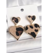 Pirinç Gold Renk Sallantı Leopar Kalp Model Kadın Küpe 5886 - SSSSSS4540-9565