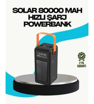 80000 mAh Güneş Enerjili Powerbank 4 Kablolu Type C Lightning Micro USB